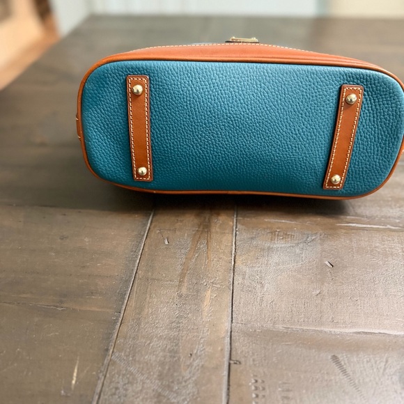 Dooney & Bourke Blue and Brown Leather Satchel - Picture 6 of 13